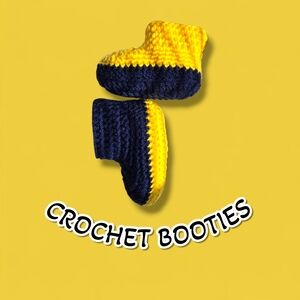 Yellow and Blue Crochet Booties